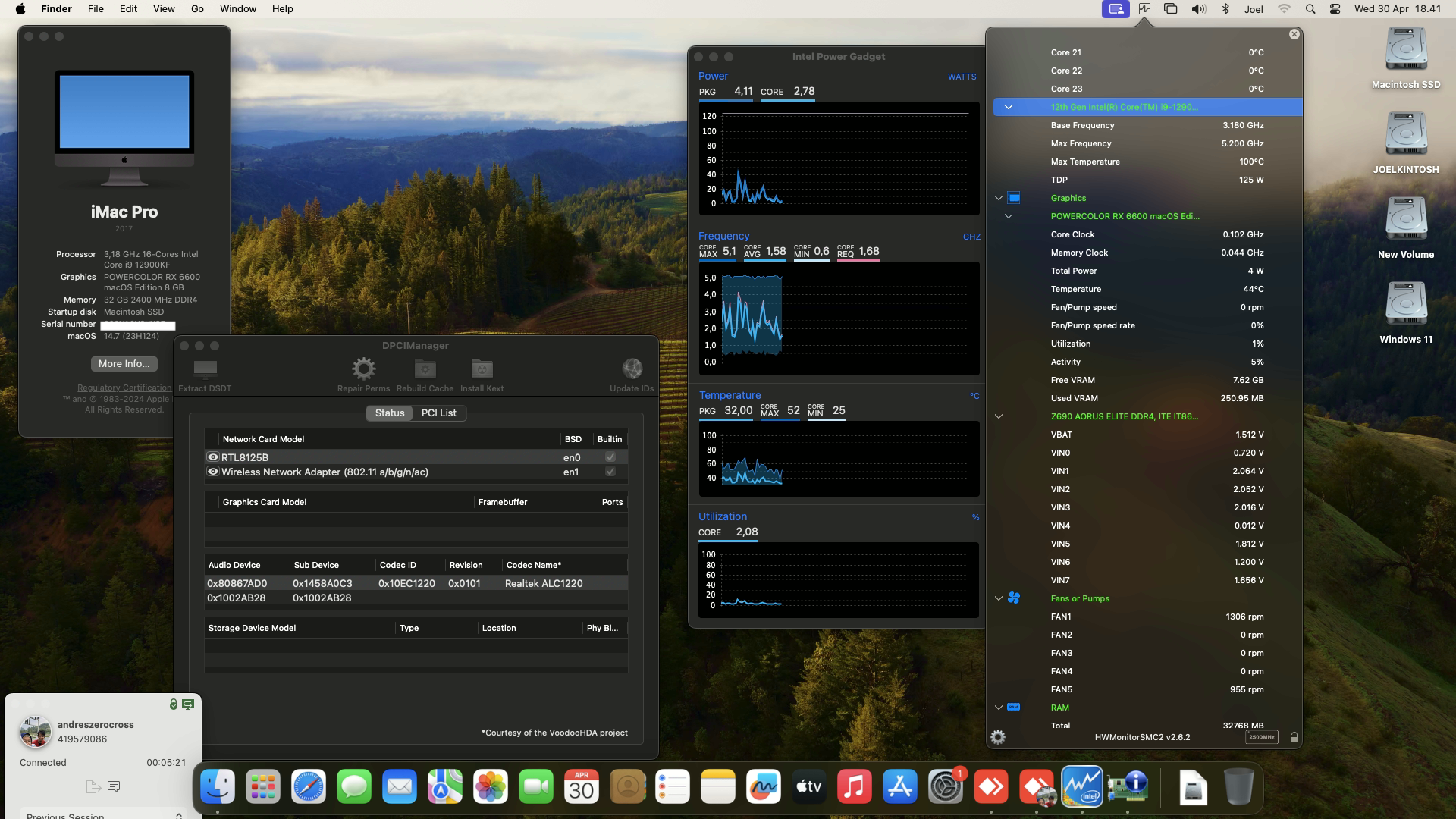 Success Hackintosh macOS Sonoma 14.7 Build 23H124 in Gigabyte Z690 Aorus Elite DDR4 + Intel Core i9 12900KF + PowerColor RX 6600